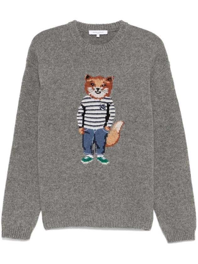 Dressed Fox Intarsia Knit Top Grey - MAISON KITSUNE - BALAAN 2