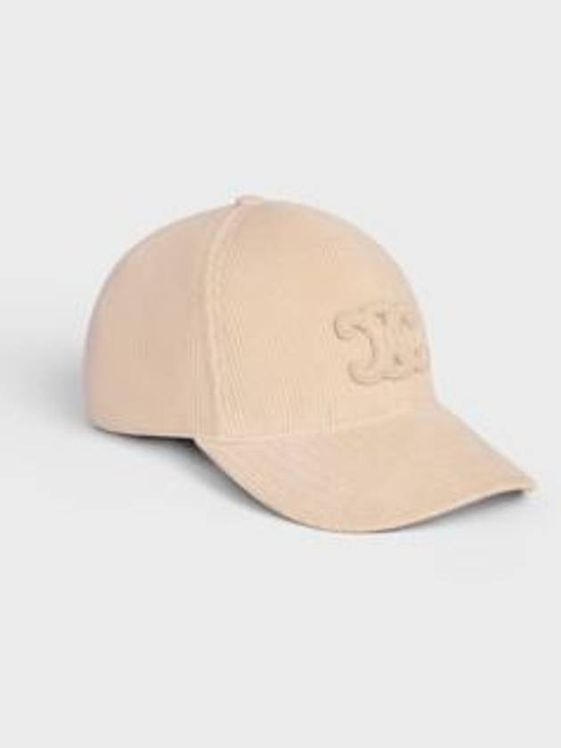 Cream Corduroy Triomphe Patch Baseball Cap 2AUG4109V 12CR - CELINE - BALAAN 2