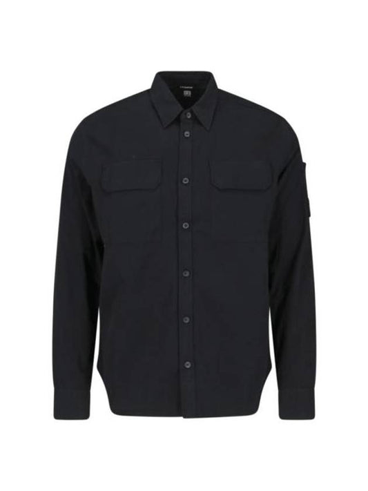 Gabardine Pockets Long Sleeve Shirt Black - CP COMPANY - BALAAN 1