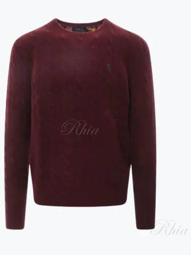 Embroid Logo Cable Knit Top Wine - POLO RALPH LAUREN - BALAAN 2