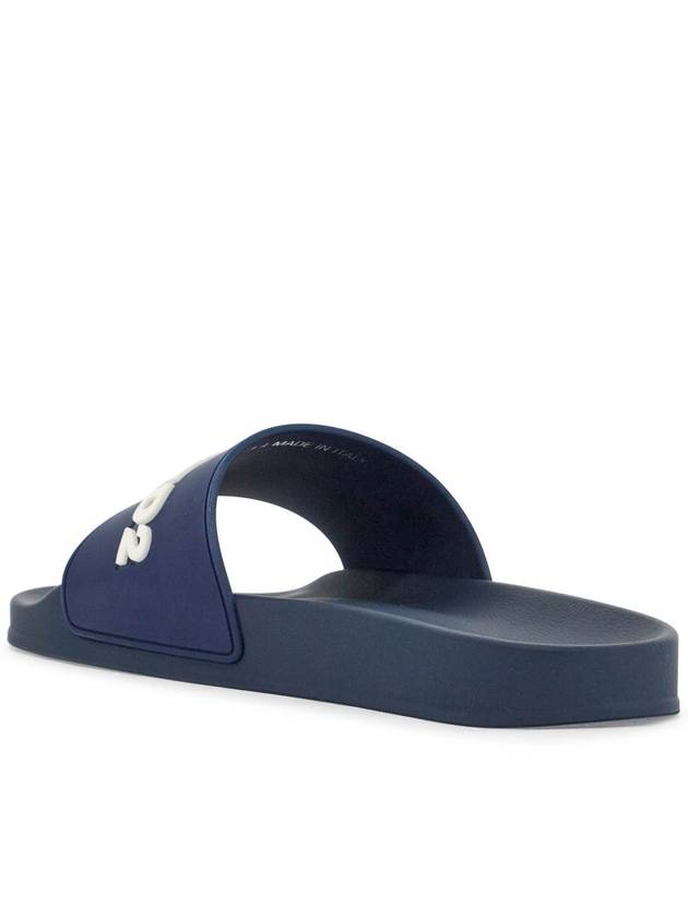 navy blue polyurethane slippers with minimalist design and leather sole - DSQUARED2 - BALAAN 3