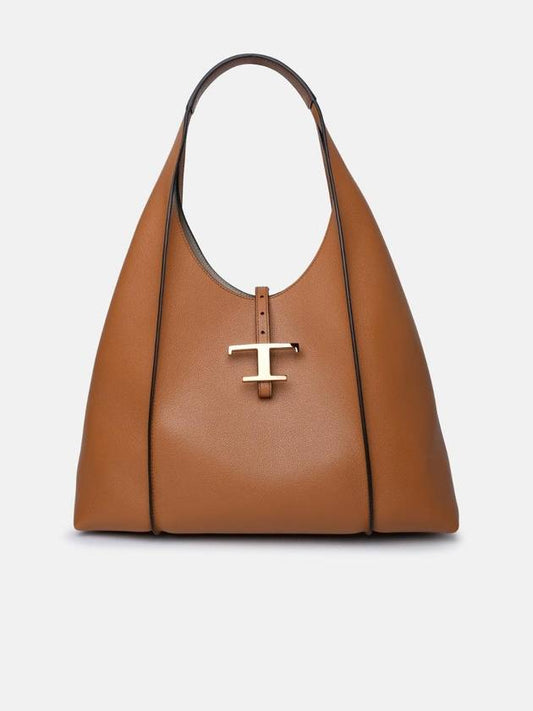 T Timeless Leather Hobo Tote Bag Brown - TOD'S - BALAAN 1