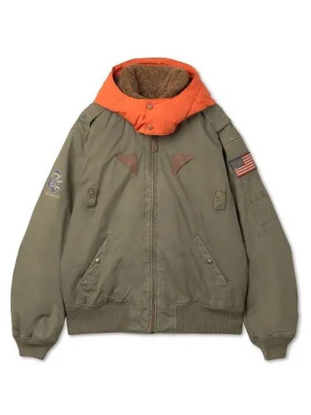 Shearling collar down bomber jacket green - POLO RALPH LAUREN - BALAAN 1