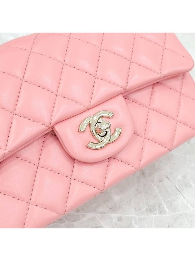 Lux You New Mini Top Handle Flap Bag Lambskin Pink Gold Built in Chip AS2431 - CHANEL - BALAAN 5