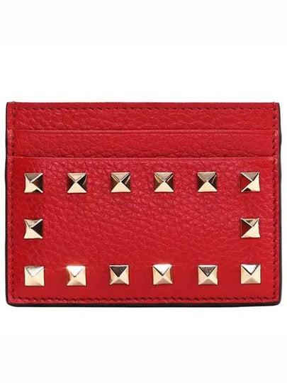 Rock Stud Card Wallet Red - VALENTINO - BALAAN 2