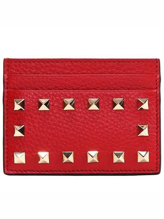 Rockstud Card Wallet Red - VALENTINO - BALAAN.