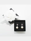 Metal Glass Strass Pearly White Earrings Silver - CHANEL - BALAAN 2