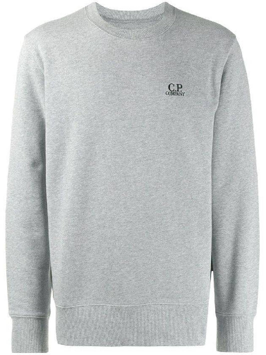 Men's Embroidered Logo Sweatshirt Gray - CP COMPANY - BALAAN.