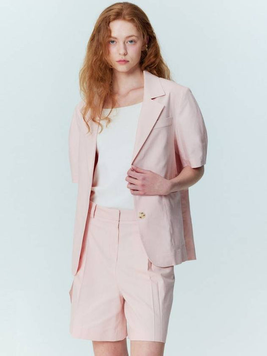 Volume sleeve linen belted jacket_Pink - OPENING SUNSHINE - BALAAN 2