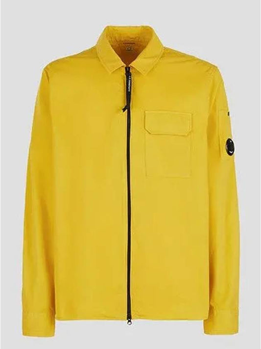 Lens Wappen Overshirt Jacket Yellow - CP COMPANY - BALAAN.