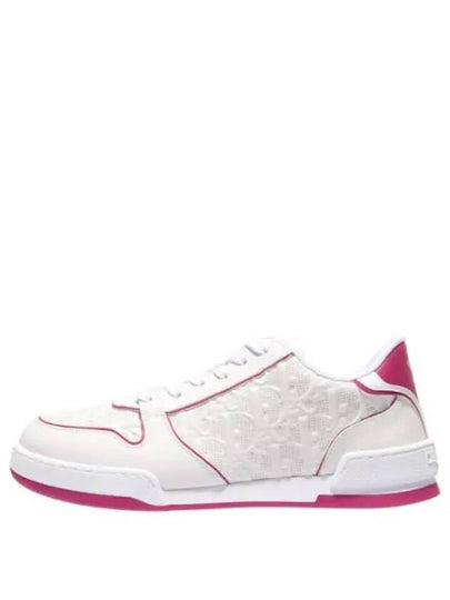 One Oblique Perforated Calfskin Low Top Sneakers White Fuchsia - DIOR - BALAAN 2