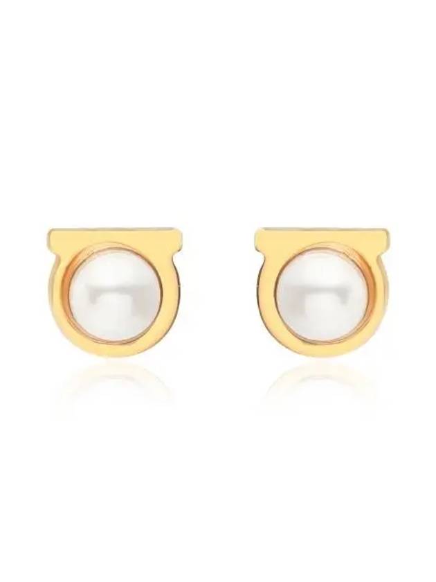 Gancini pearl earrings gold - SALVATORE FERRAGAMO - BALAAN 2