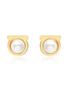 Gancini pearl earrings gold - SALVATORE FERRAGAMO - BALAAN 3