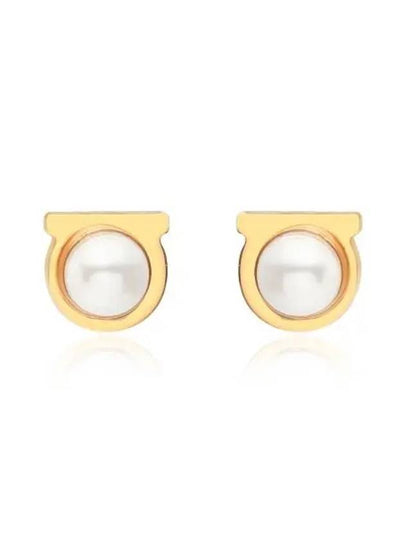 Gancini pearl earrings gold - SALVATORE FERRAGAMO - BALAAN 2