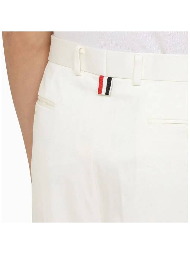 Low Rise Cotton Straight Pants White - THOM BROWNE - BALAAN 6