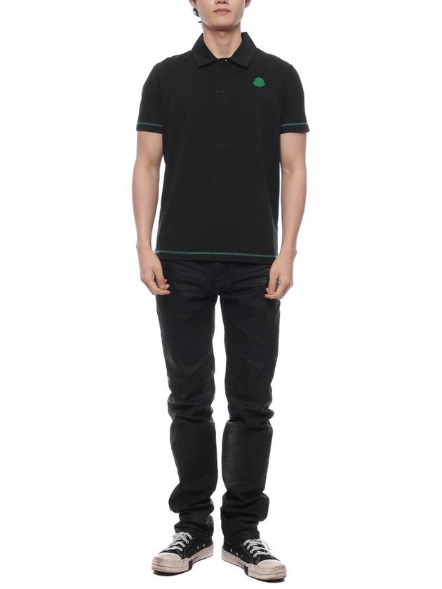 Men's Logo Patch Polo Shirt Black - MONCLER - BALAAN 4