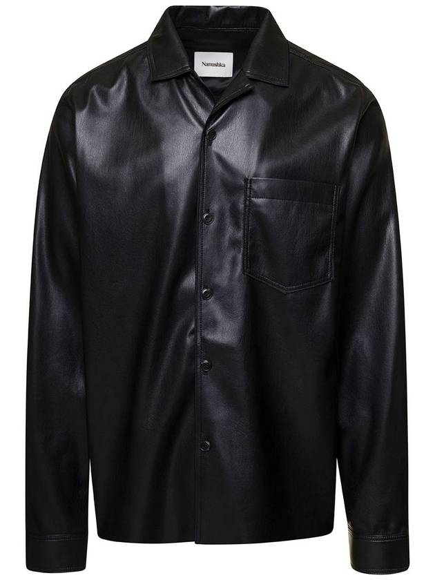 'Duco' Black Jacket With Cuban Collar In Faux Leather Woman - NANUSHKA - BALAAN 1