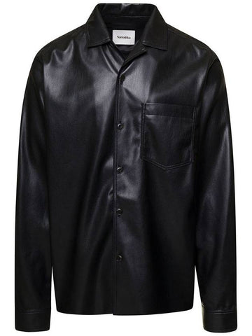 'Duco' Black Jacket With Cuban Collar In Faux Leather Woman - NANUSHKA - BALAAN 1