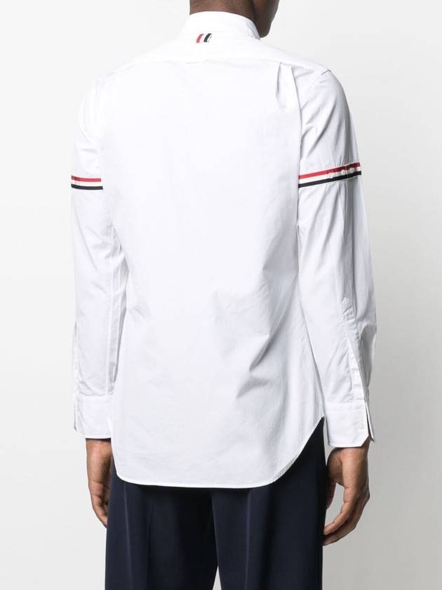 Men's Poplin Grosgrain Armband Classic Long Sleeve Shirt White - THOM BROWNE - BALAAN 4