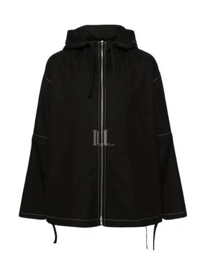 Contrast Stitch Hooded Jacket Black - JIL SANDER - BALAAN 2