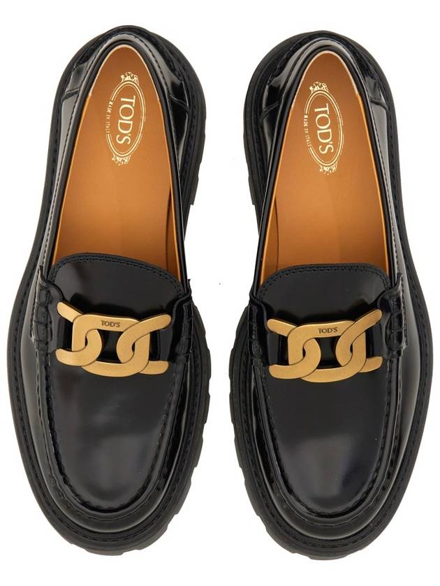 Women's Kate Metal Chain Leather Loafers Black - TOD'S - BALAAN 7