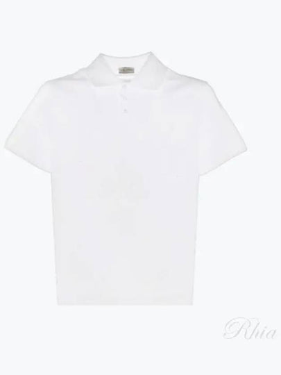 Men's Monogram Cotton Short Sleeve Polo Shirt White - SAINT LAURENT - BALAAN 2