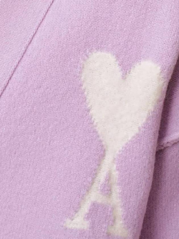 De Coeur V-Neck Cardigan Lilac - AMI - BALAAN 3