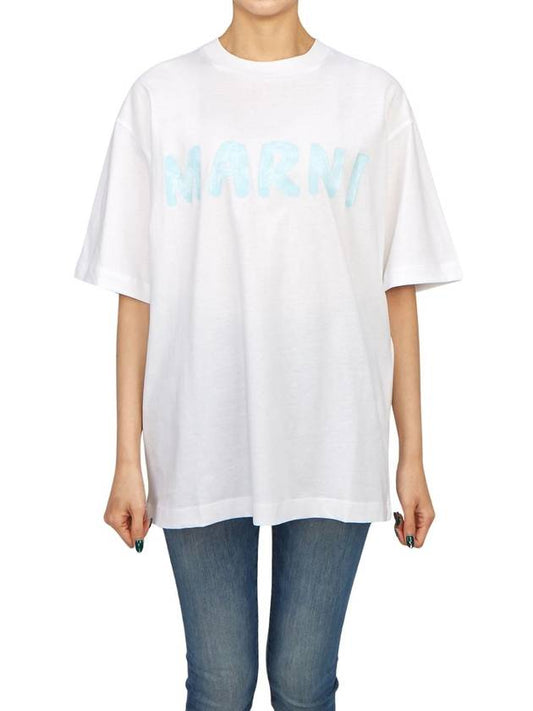 Logo Lettering Boxy Fit Short Sleeve T-Shirt White - MARNI - BALAAN 2