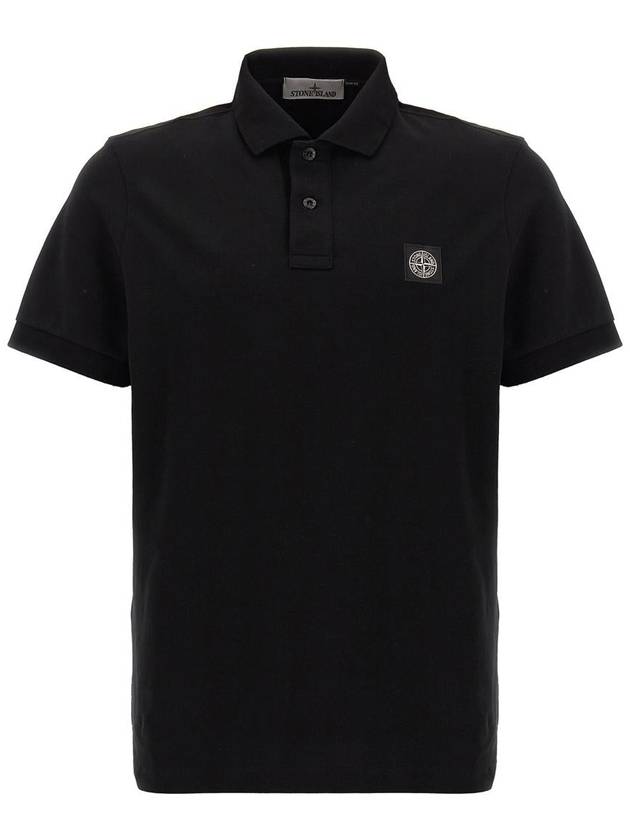 Logo Patch Polo Shirt Black - STONE ISLAND - BALAAN 2