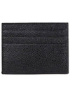 Pebble Grain Leather Stripe Note Compartment Card Wallet Black - THOM BROWNE - BALAAN 4