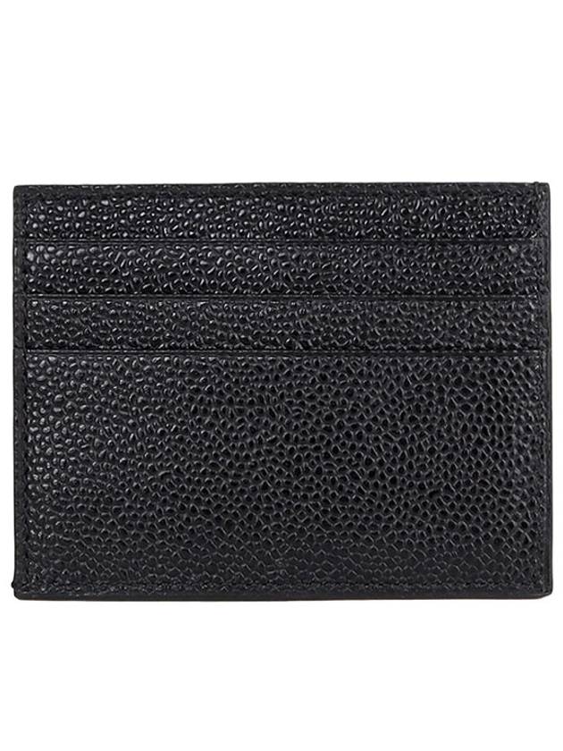 Pebble Grain Leather Stripe Note Compartment Card Wallet Black - THOM BROWNE - BALAAN 4