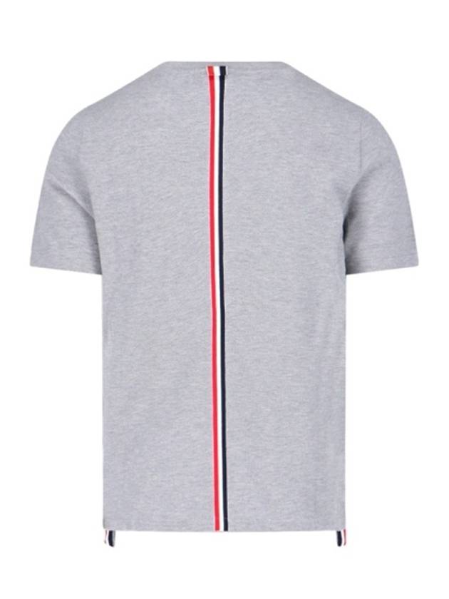 Men's Center Back Striped Short Sleeve T-Shirt Light Grey - THOM BROWNE - BALAAN 4