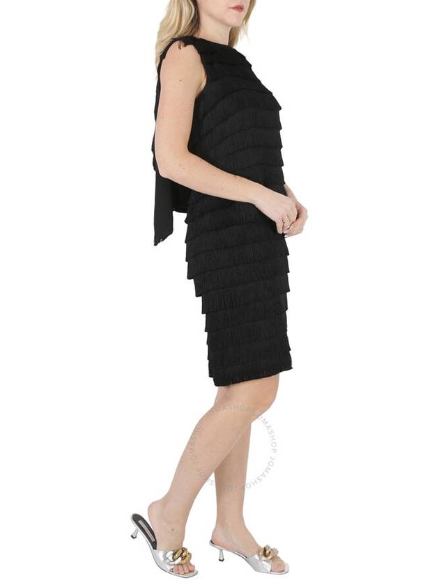 Fringe Sleeveless Silk Midi Dress Black - BURBERRY - BALAAN 4