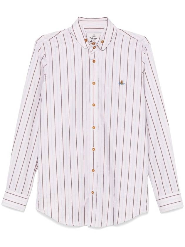 ORB Embroidered Striped Long Sleeve Shirt Beige - VIVIENNE WESTWOOD - BALAAN 2