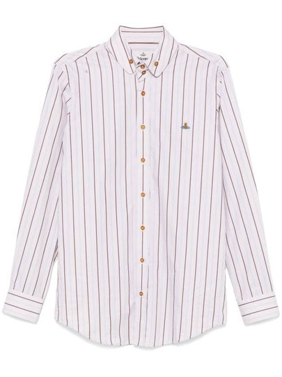 ORB Embroidered Striped Long Sleeve Shirt Beige - VIVIENNE WESTWOOD - BALAAN 2