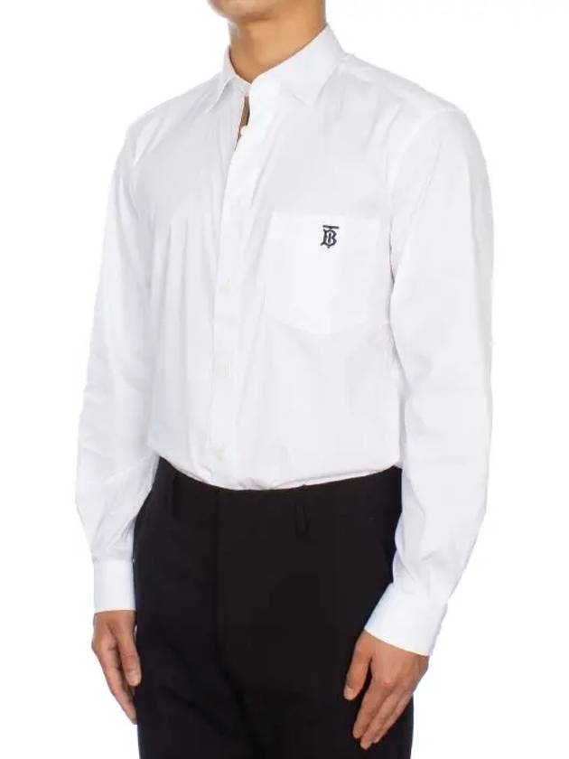 Men's Monogram Logo Long Sleeve Shirt White - BURBERRY - BALAAN.