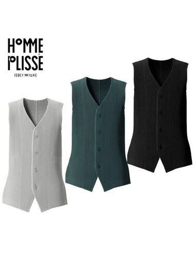 Homme Plissé Monthly Vneck Vest JE158 - ISSEY MIYAKE - BALAAN 1