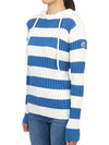 Striped Hooded Knit Top White Blue - MONCLER - BALAAN.