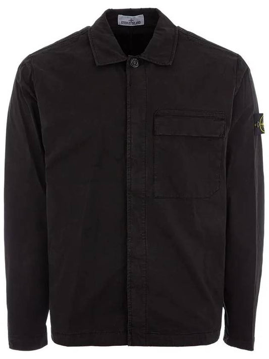 Supima Regular Fit Long Sleeve Shirt Black - STONE ISLAND - BALAAN 2