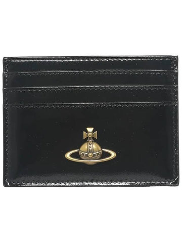 Orb Logo Leather Card Wallet Black - VIVIENNE WESTWOOD - BALAAN 1