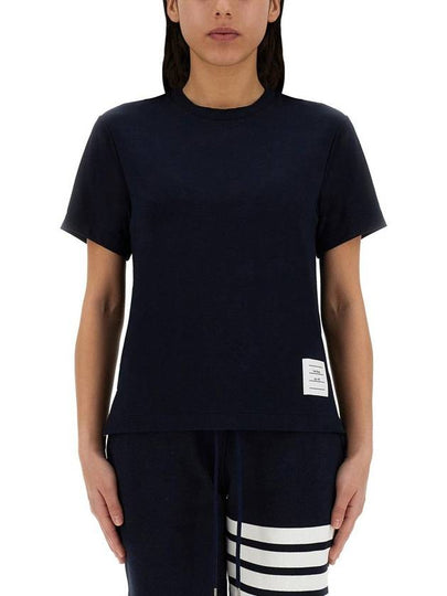 Logo Patch Lightweight Jersey Relaxed Fit Short Sleeve T-Shirt Navy - THOM BROWNE - BALAAN 2