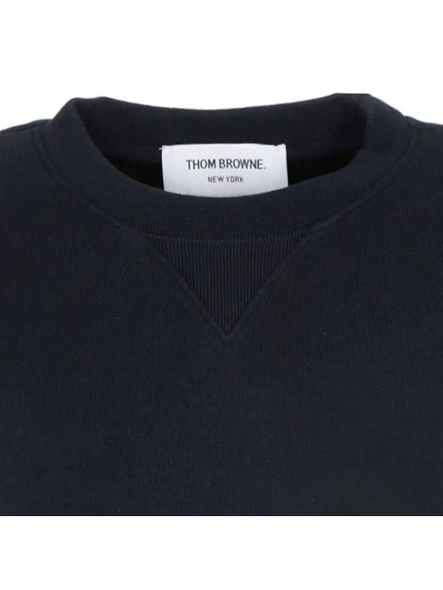 Engineered 4 Bar Stripe Loopback Jersey Knit Crewneck Sweatshirt Navy - THOM BROWNE - BALAAN 5