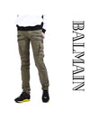 Double Zipper Cargo Biker Cotton Straight Pants Khaki - BALMAIN - BALAAN 1