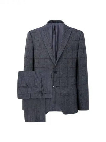 Men s Windowpane Check Pattern Single Suit Navy 270373 - EMPORIO ARMANI - BALAAN 1