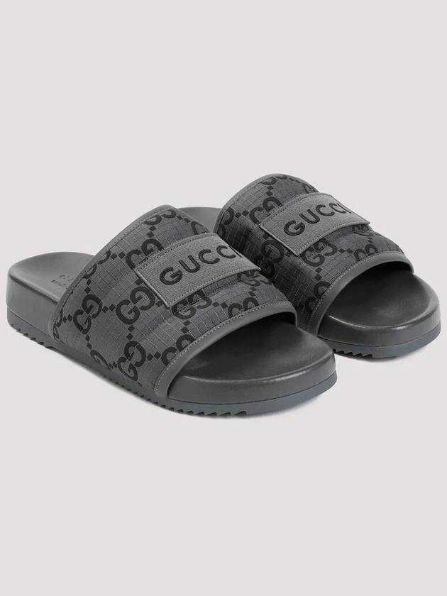 GG Slide Sandals Grey - GUCCI - BALAAN 7