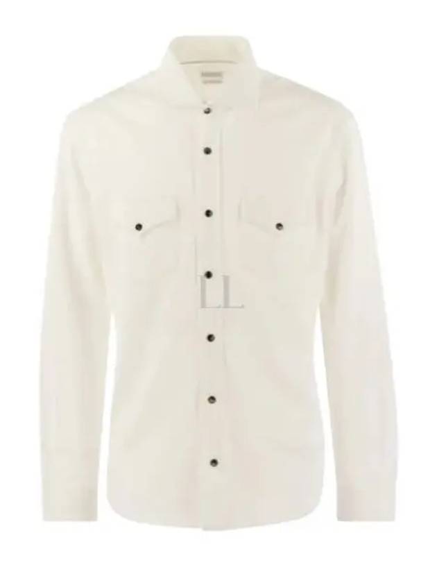 Cotton Long Sleeve Shirt White - BRUNELLO CUCINELLI - BALAAN 2