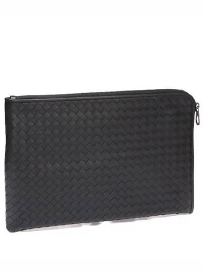 Intrecciato Weaving Zipper Medium Clutch Bag Black - BOTTEGA VENETA - BALAAN 2