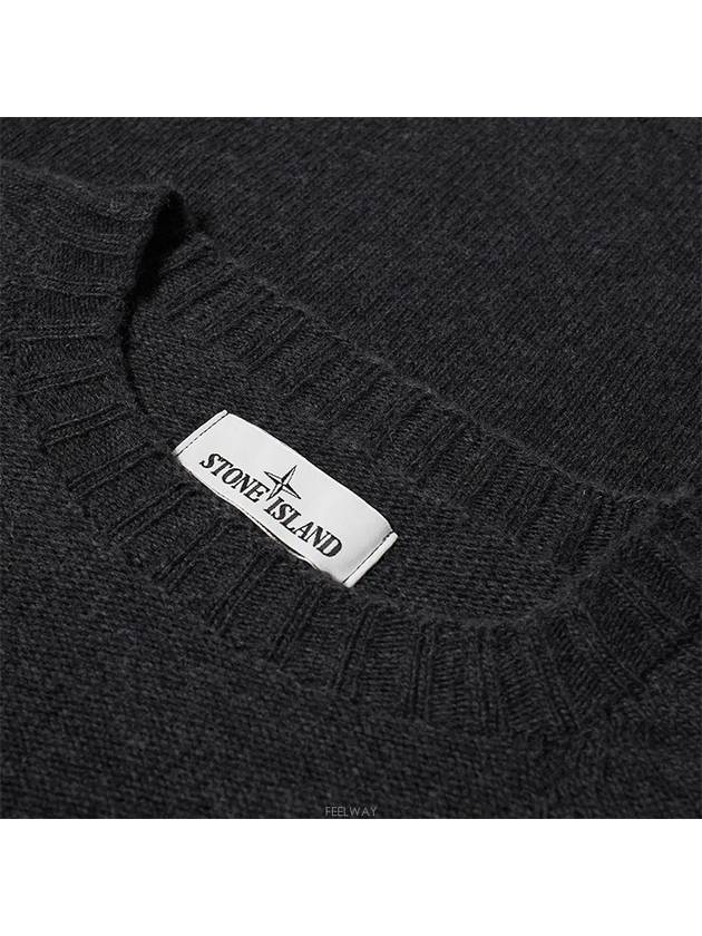 Waffen Patch Round Neck Wool Knit Top Charcoal - STONE ISLAND - BALAAN 6