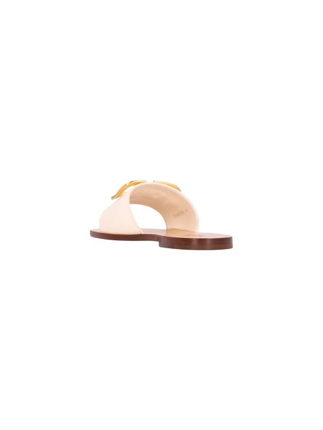 V Logo Signature Leather Slippers White - VALENTINO - BALAAN 4