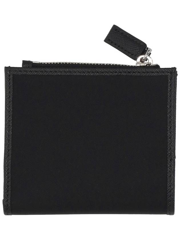 Triangle Logo Zipper Bifold Wallet Black - PRADA - BALAAN 3